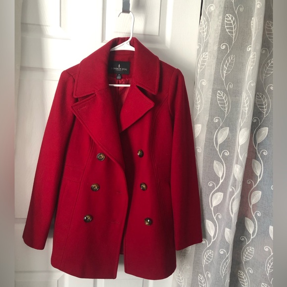 London Fog Women's 63% Wool Blend Double Breasted Pea Coat Jacket sz S pockets - Picture 10 of 10